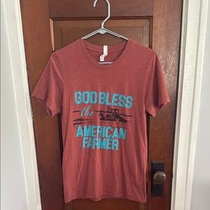God Bless the American Farmer Red Graphic T-Shirt